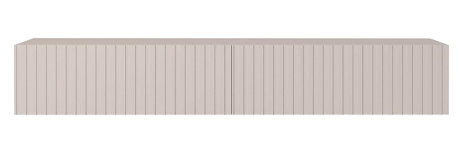 Selsey TV Schrank Board Sideboard Fernsehtisch Fernsehschrank 175 cm Hängend Graubeige Mit Lamellierter Front Telire - 175 - Graubeige - Image 1