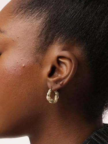 Chunky Gold Hoop Earrings for Women, 14k Gold Plated Thick Triple Hoop Earrings Hypoallergenic Trendy Chunky Gold Hoops Earrings Dainty Jewelry Gifts for Women thumbnail 2