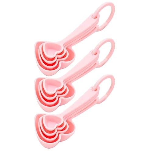 BRIGHTFUFU Heart Shaped Measuring Spoons Set of 12 Pcs Plastic Dessert Coffee Tea Kitchen Tableware for Home and Restaurant Baking - Image 1