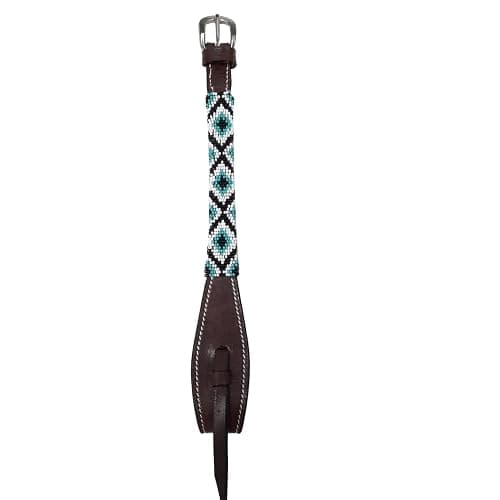 3.   Tahoe Tack Western Leather Horse Headstall with Turquoise Navajo Beaded Browband and Split Reins, 1-Year Warranty thumbnail 3