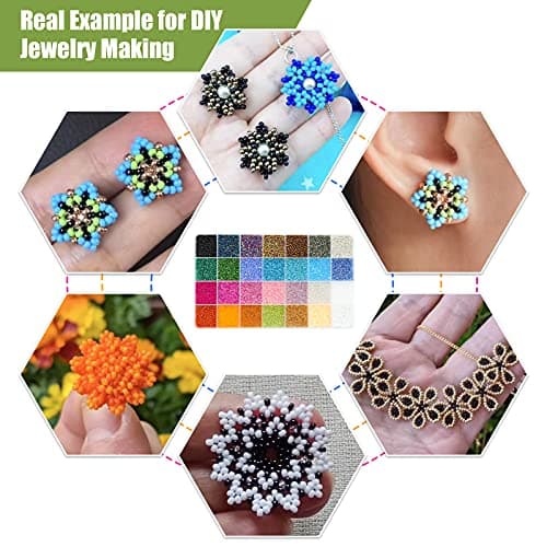 Ybxjges 24000Pcs 2mm Glass Seed Beads Kit, with 28 Colors Small Beads Kit for Girls,Women and Adults,Bracelets, Necklaces,Earring,Jewelry Making Supplies thumbnail 6