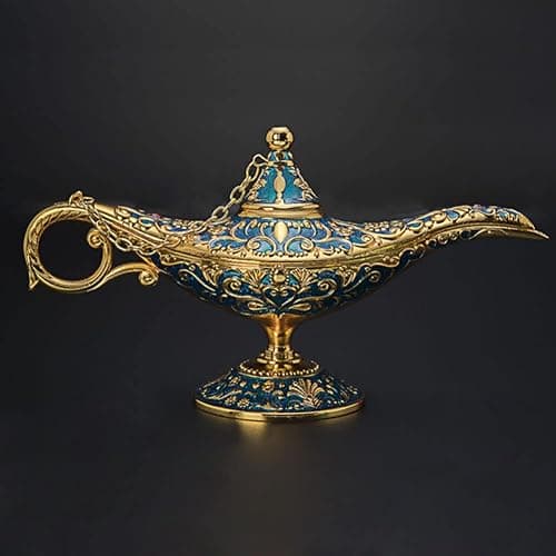 AVESON Classic Vintage Aladdin Magic Genie Costume Lamp Home Table Decoration & Gift, Golden Blue thumbnail 5