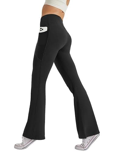 SEAJOJO Women's High Waist Flare Yoga Pants Tummy Control Casual Bootcut Leggings with Side Pockets - Image 1