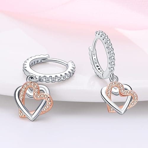 TINSLO 925 Sterling Silver Women Earrings, Sparkling Star and Moon Earrings, Various Hypoallergenic Earrings, Best Gift for Women thumbnail 5