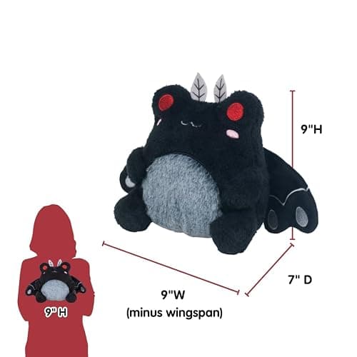 Cuddle Barn PlushGoals - Mothman Wawa The Froggie Soft Black Stuffed Animal Kawaii Frog Plush Toy, 9 inches thumbnail 2