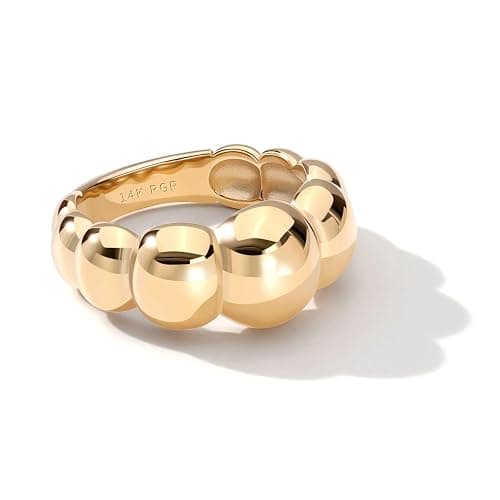 NVWAROCK Chunky Dome Rings for Women and Men Cute Fat Puffy Statement Thumb Band High Polished Comfort Bubble Stackable Ring Size 5-10（Gold and Silver） - Image 1