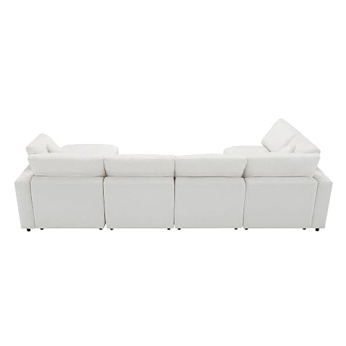 Oversized U-Shaped Modular Sectional Sofa Full Foam Cushions Deep Seat Reversible Chaises Cloud Couch Living Room Convertible Sleeper Chenille Upholstered Sofabed with Movable Ottomans thumbnail 5