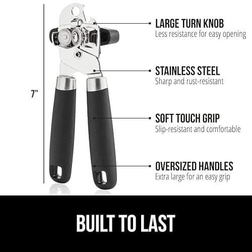 The Original GORILLA GRIP Heavy Duty Stainless Steel Smooth Edge Manual Can Opener and Bottle Openers, Soft Ergonomic Handle, Oversized Handheld Easy Turn Knob, Multifunctional Kitchen Tool, Gray - Gray - 1 thumbnail 3