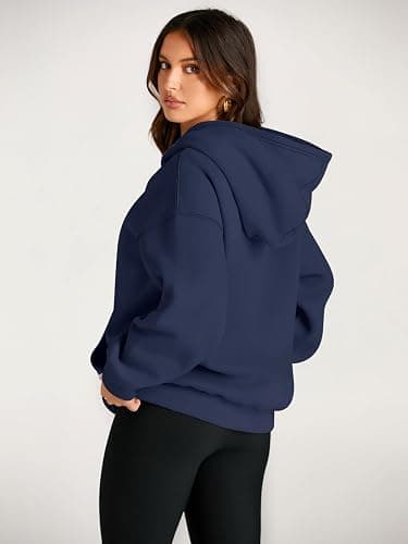 Trendy Queen Womens Oversized Hoodies Fleece Sweatshirts Fall Fashion 2025 Pullover Sweaters Winter Clothes - Navy - Medium thumbnail 4