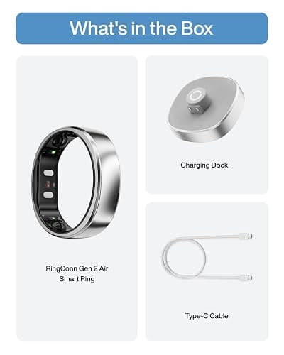 RingConn Gen 2 Air, Ultra-Thin AI Smart Ring, 10-Day Battery Life, Fitness/Sleep/Stress/HR Tracker for Women&Men, No App Fee for Standard Features, iOS & Android Compatible (Size 7, Galaxy Sliver) thumbnail 9