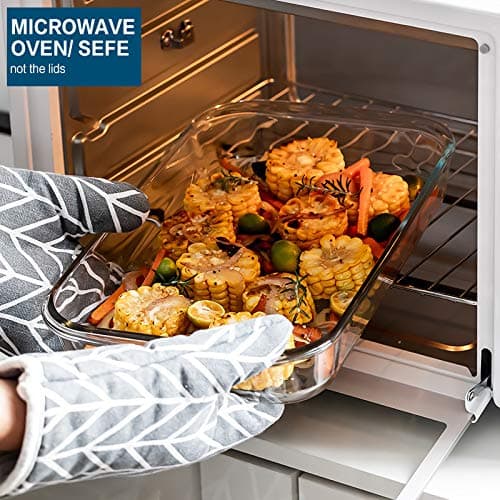 8-Piece Deep Glass Baking Dish Set with Plastic lids,Rectangular Glass Bakeware Set with Lids, Baking Pans for Lasagna, Leftovers, Cooking, Kitchen, Freezer-to-Oven and Dishwasher, Gray thumbnail 7