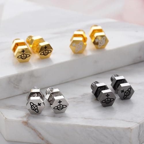Colorful Screw Earrings of Saturn for Women - Alloy Screw Saturn Earrings Ear Studs(Silver) thumbnail 8