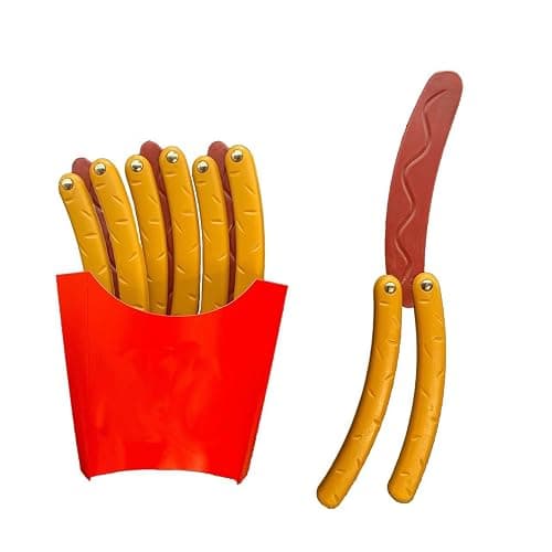 RMISODO 2 Pcs Hotdog Butterfly Fidget Knife Toy, Colorful and Novel Shape,Made with 3D Printing Technology ,Sturdy and Durable,Perfect Stress Relief Toy - Image 1