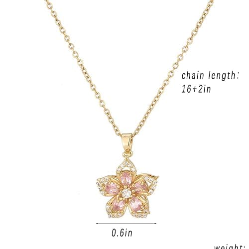 KONPJE Necklace for Women Gold Flower Fidget Necklace Rotatable Crystal Silver Blossom Pendant Necklaces Adjustable Spinning Fidget Necklaces Redbud Flower Choker Funny Gift Jewelry thumbnail 3