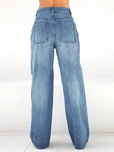 EMMIOL Women's 2026 Wide Leg Jeans Distress Mid Waist Denim Pants Vintage Y2K Trousers thumbnail 4