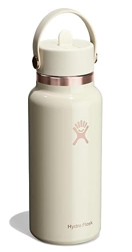 HYDRO FLASK Water Bottle - Insulated Stainless Steel - Wide Mouth Flex Straw Lid, Non Spill, Leakproof and Refillable in 32 Oz Linen Rose Gold thumbnail 4