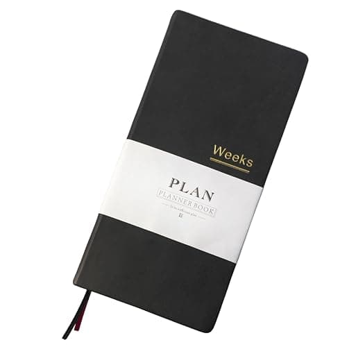 Fromthenon PU Leather Weekly Plan Portable Planner Year Month Week Mini Slim Notebook Journal Schedule For Traveler Student Office (Black) - Image 1