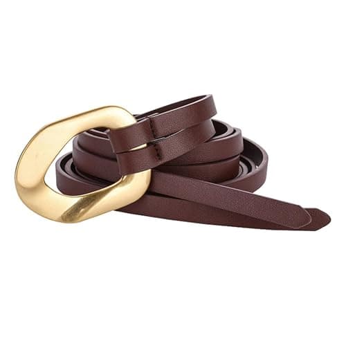 Block Garden Women Tie Leather Belt Gold Buckle Double Straps Waist Belts thumbnail 2