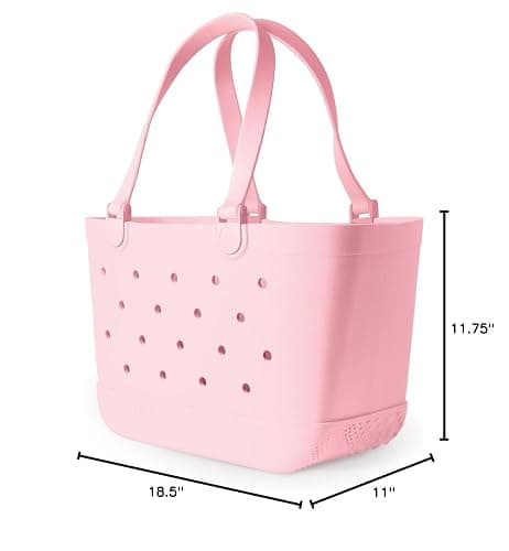 Simple Modern Large Beach Bag | Waterproof Getaway Rubber Tote with Zipper Pocket for Travel, Pool, Boat, Groceries, Sports | Blush thumbnail 3