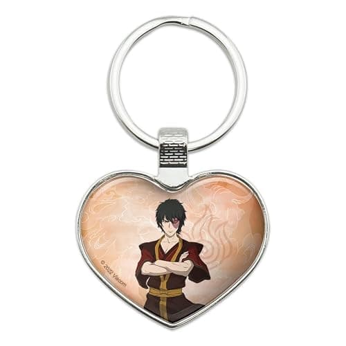 Avatar the Last Airbender Zuko Keychain Heart Love Metal Key Chain Ring - Image 1