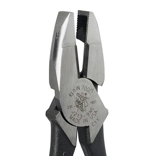Klein Tools J213-9NE Side Cutter Linemans Pliers, Made in USA, High Leverage, 9-Inch, Streamlined Design, Color Coded thumbnail 7