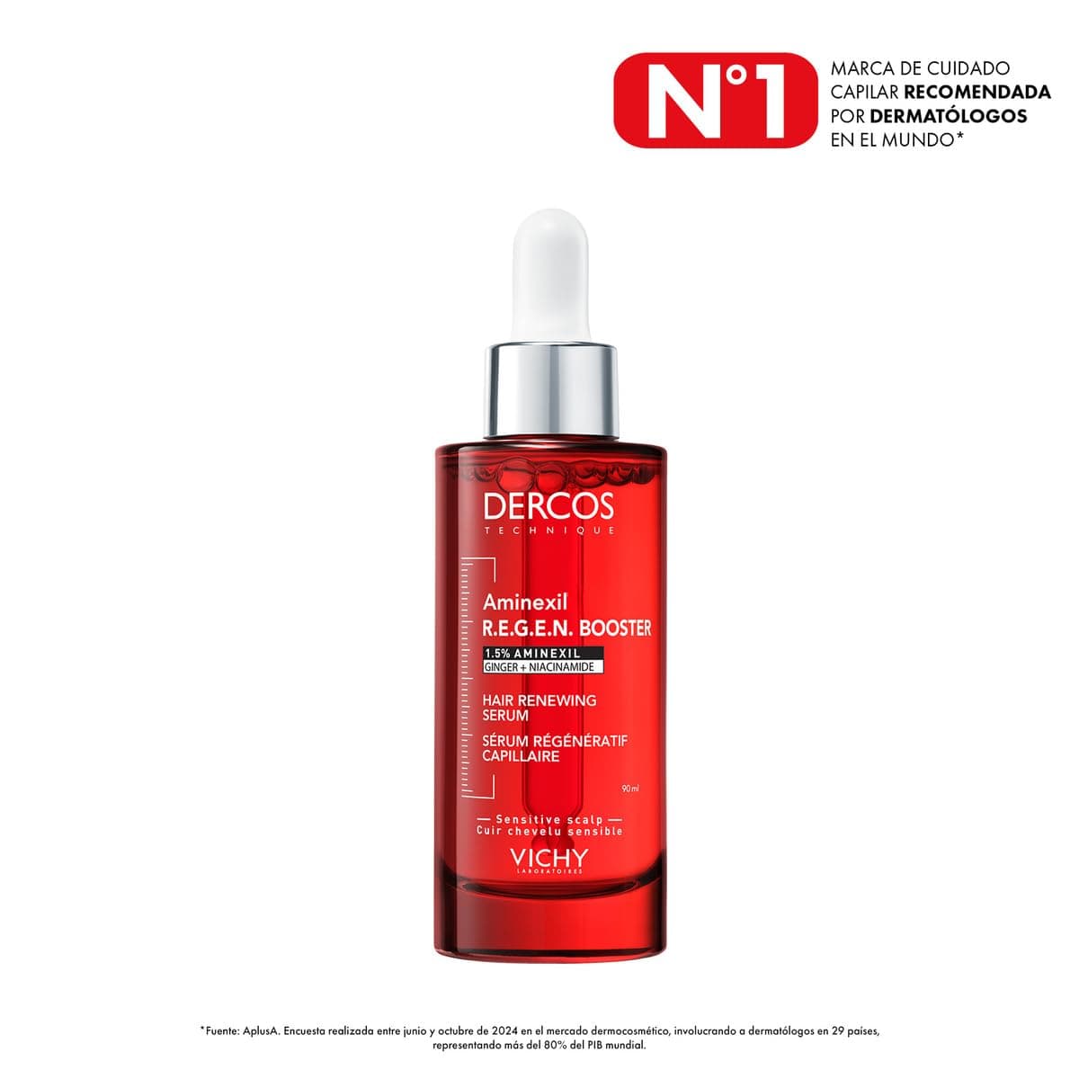 Vichy DERCOS Aminexil Clinical R.E.G.E.N Booster, Primer Sérum Regenerador Capilar, Reduce la Caída del Cabello y Estimula su Crecimiento, Para Todo Tipo de Cuero Cabelludo, 90 ml thumbnail 2