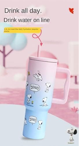 newdou A gift for ladies and girls. A stainless steel tumbler with a handle, a travel coffee cup, suitable as a birthday or Christmas gift. Capacity: 40 ounces. thumbnail 9