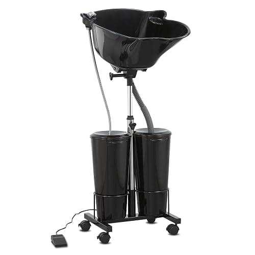 Portable Shampoo Bowl with Electric Pump (Pack of 1) | Adjustable Basin Height, Dual-Bucket Design with Drain Hoses | Home & Barber Use | - Image 1