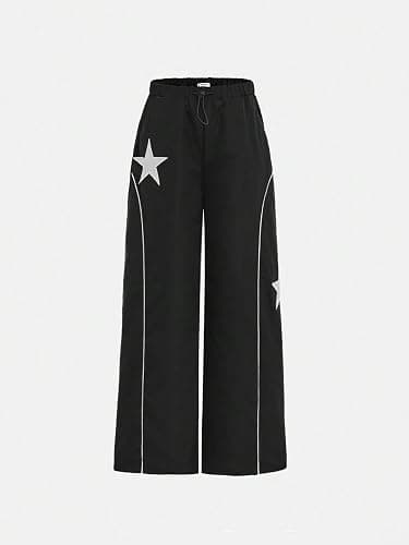 RoseSeek Girl's Baggy Sweatpants Star Graphic High Waist Wide Leg Pants Athletic Long Track Pants thumbnail 5
