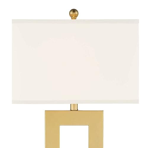 360 Lighting Marshall 30" Tall Open Rectangle Large Modern Luxe Glam End Table Lamps Set of 2 Gold Finish Metal White Shade Living Room Bedroom Bedside Nightstand House Office Home Kitchen thumbnail 3