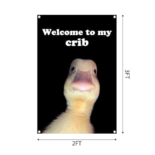 Welcome To My Crib Flag 2x3 Feet Tapestry With 4 Brass Grommets. Funny Flag for Teen Girls Room Indoor Outdoor Bedroom and College Dorm Wall Decor Banner. (black) thumbnail 3