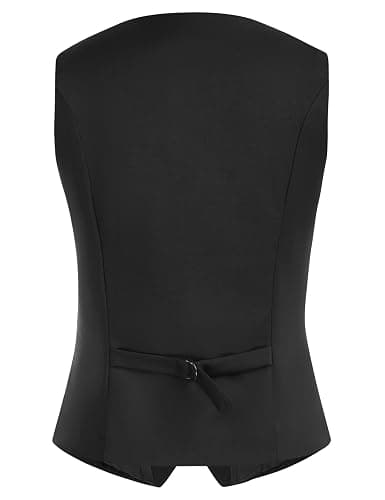 Belle Poque Women Double Breasted Waistcoat Vintage Lapel Collar Vest Coat with 2 Pockets thumbnail 2
