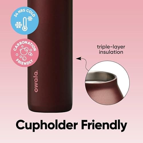Owala FreeSip Twist Insulated Stainless Steel Water Bottle with Straw for Sports and Travel, BPA-Free, 24-oz, Black Cherry thumbnail 5