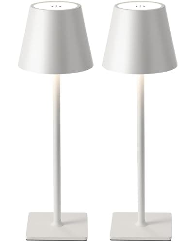 KDG 2 Pack Cordless Table Lamp, Portable LED Desk Lamp, 5000mAh Battery Operated, 3 Color Stepless Dimming Up, for Restaurant/Bedroom/Bars/Outdoor Party/Camping/Coffee Shop Night Light(White) - Image 1