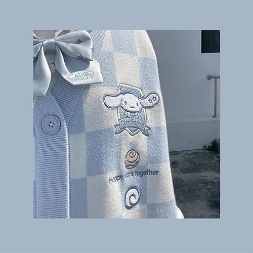 Kawaii Sweater Anime Plaid Cardigan Sweaters Cardigan for Women Cosplay Costume V Neck Long Sleeve thumbnail 4