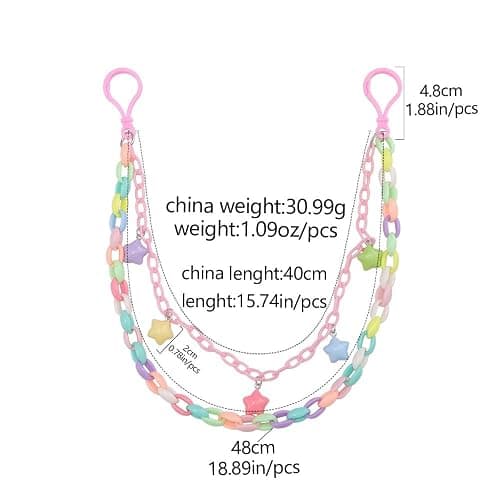 Y2k Cute Rainbow Stars Charm Acrylic Pants Trousers Chain for Women Men Lovely Colorful Star Layered Creative Rock Wallet Belt Pocket Waist Jeans Belly Chains Candy Color Backpack Body Accessories thumbnail 6