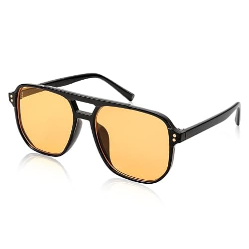 Retro Square Aviator Sunglasses 70s Vintage Trendy Plastic Frame Sun Glasses B2835 - Image 1