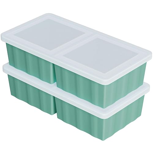 Silicone Freezer Tray for Soup Ice Cubes: 2-Cup Freezing Tray with Lid for Meal Prep - 2Pack Silicon Soup Portion Freeze Trays Make Stock Souped Ice Cube - Image 1