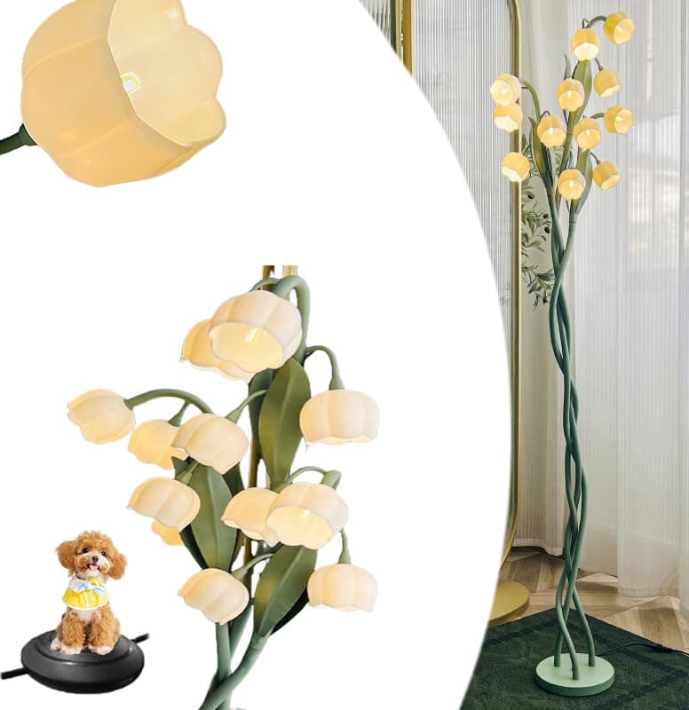 Vintage 12 Head Flower Floor Lamp for Living Room LED Modern Corner Standing Lamp with Goosenecks Bright Tall Cute Dimmable Lamp for Kids Reading Girls' Bedroom Office Home Decor - Image 1