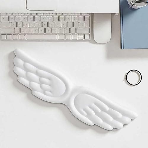 Angel Wings Keyboard Wrist Rest Pad Ergonomic Support Cushion for Computer Laptop Typing Pain Relief Comfortable Home Office Gaming Accessories (White) thumbnail 7