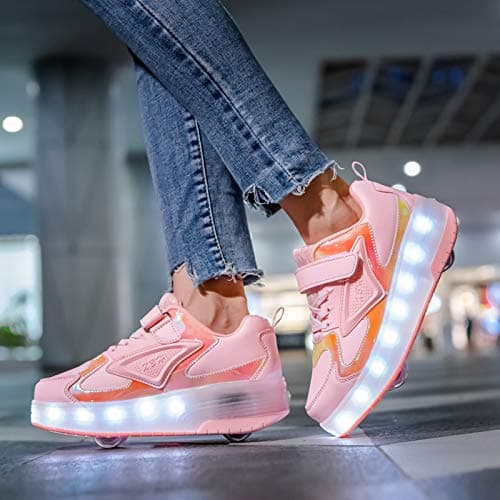 Ylllu Kids LED Roller Skate Shoes with Single Wheel Light up Roller Shoes Gift for Girls Boys Children thumbnail 2