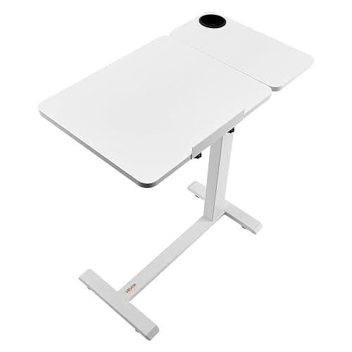 VEVOR Overbed Table, Mobile Bed Side Table with Flip Desktop and 4 Hidden Wheels, Height & Angle Adjustable Rolling Laptop Desk with Cup Holder, Portable Over Bed Desk for Home, Office, Study, White thumbnail 9