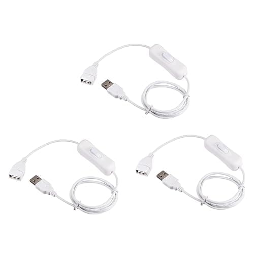 YOKIVE 3 PCS USB Cable with ON/Off Switch, Male to Female Extension Cord, Reduced Wear, Great for Home, Studio, Office (White, 1M / 3.28-Feet) - 3 - Image 1