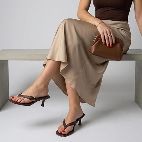 CUSHIONAIRE Marlin Low Kitten Heels for Women, Thong Style Dressy Heeled Womens Sandals with Adjustable Buckle Closure thumbnail 5