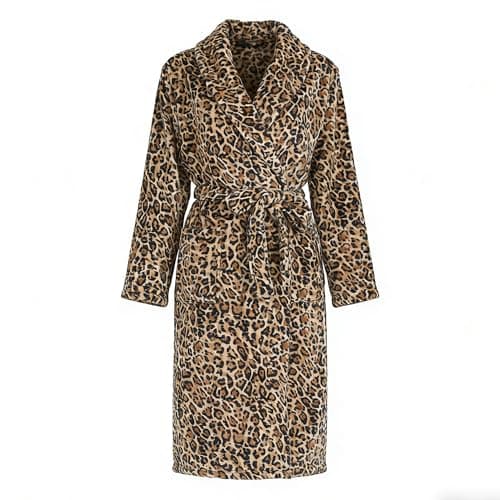 HEARTNICE Womens Fleece Robes, Soft Plush Long Bathrobe, Thick Kimono Robes for Womens, Warm House Coat（Leopard, S/M thumbnail 7