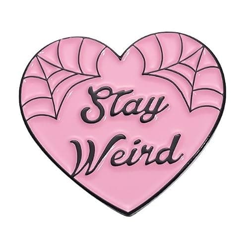 Stay Weird Heart With Spiderweb Pin Brooch, Weird But Cute Enamel Pin, Weirdo Gift For Emo Girl Alt Girl, Spooky Cute Lapel Badge, Pastel Goth Brooches, Witchy Heart Decorative Jewelry Accessories For Backpack Jacket Hat - Image 1