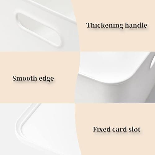 Yishyfier Plastic Storage Baskets Bins Boxes With Lids,Organizing Container White Storage Organizer Bins For Shelves Drawers Desktop Playroom Classroom Office,6-Pack(4M+2S) thumbnail 6