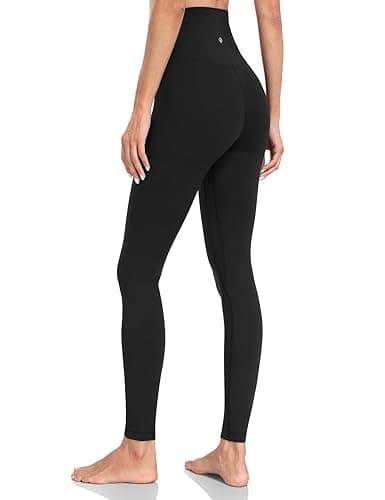 HeyNuts Yoga Pro Leggings, High Waisted Soft Pants Buttery Workout Athletic Lounge Yoga Pants - 31'' Tall - Medium - Black