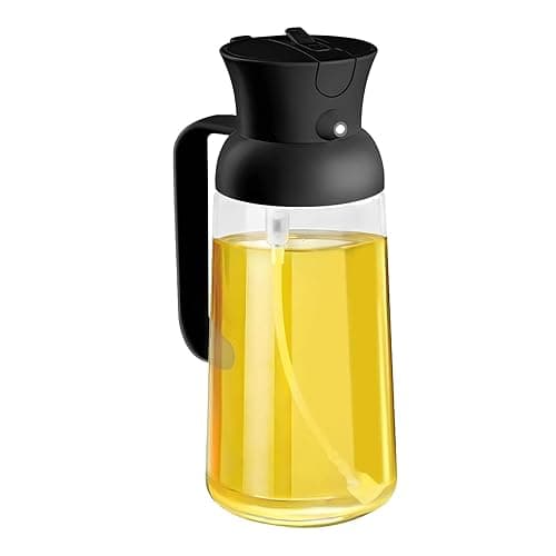 Oil Spray Bottle, 600ML Oil Sprayer for Cooking, 2 in 1 Premium Olive Oil Dispenser Bottle, Glass Oil Dispenser and Oil Sprayer, for Air Fryer, Baking, Grilling