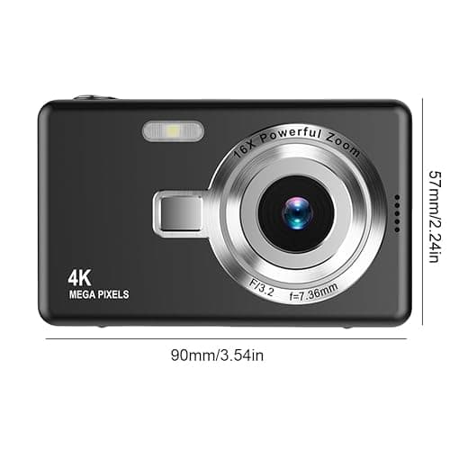 4K HD 1080P Autofokus Vlogging Kamera Mit 16X Zoom, 2,4-Zoll-IPS-Bildschirm Digitalkamera, Camcorder Kompaktkamera für Erwachsene Und Kinder (Schwarz) thumbnail 7
